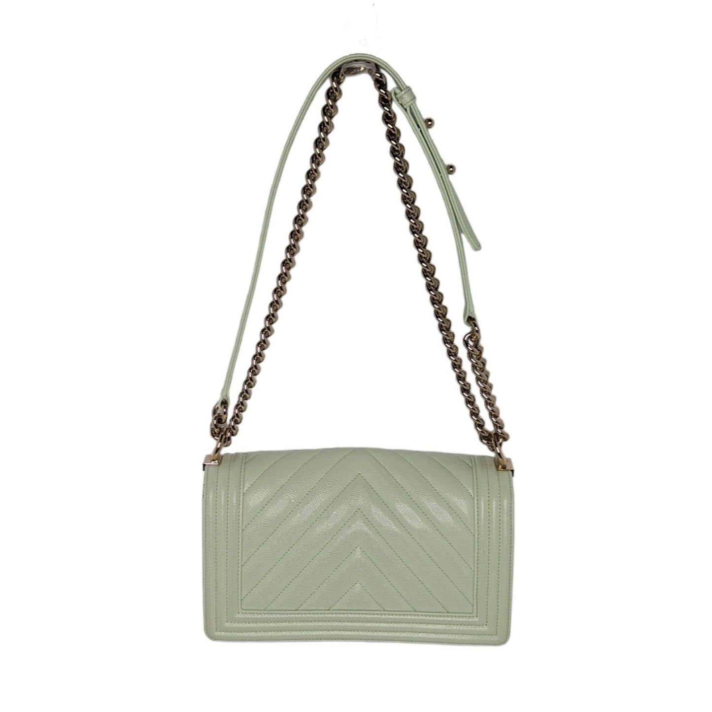 Chanel bag Caviar Chevron Quilted Medium Boy Flap Light Green