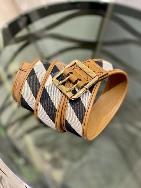 Burberry Camel Haymarket Belt 42