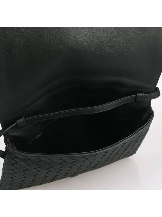 Bottega Veneta Intrecciato Flap Mini Cross Bag Black