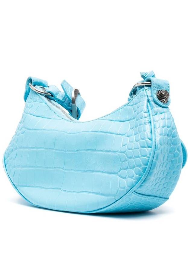 Balenciaga Le Cagole XS Crocodile Embossed Shoulder Bag Blue Sky