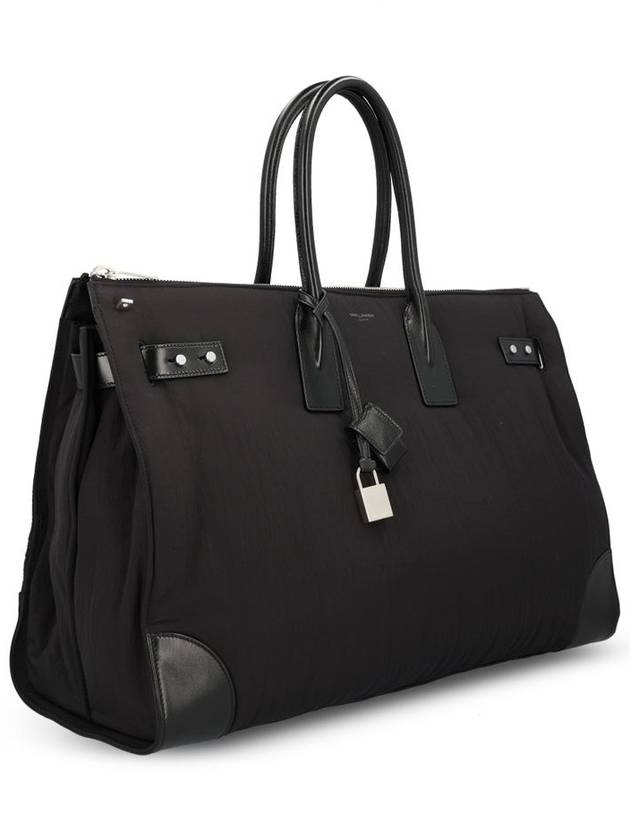 Saint Laurent Sac De Jour 48H Nylon Leather Duffle Bag Black