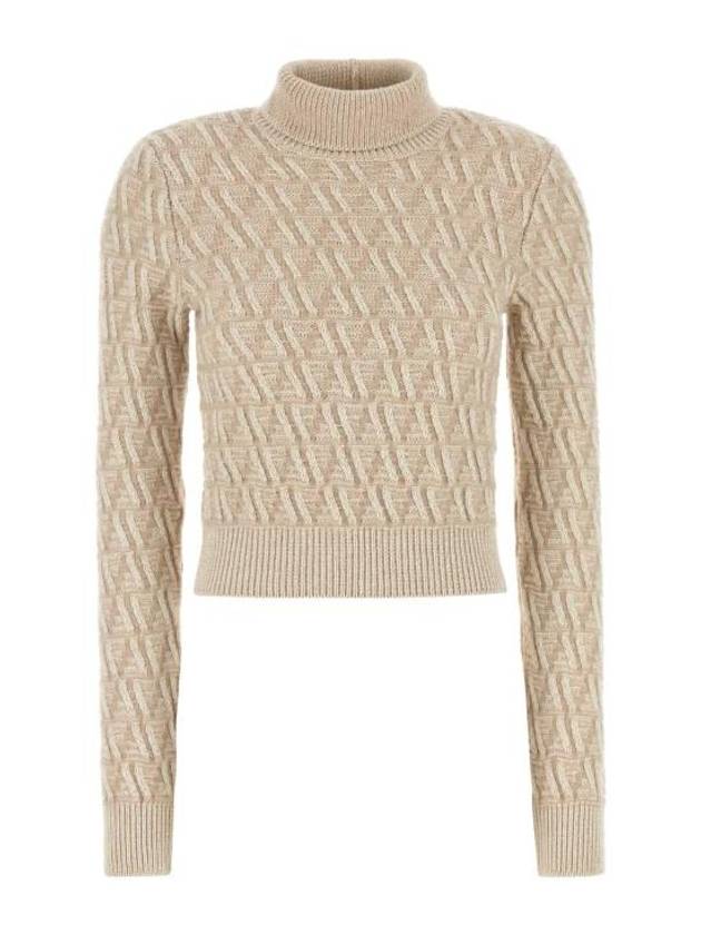 Fendi Turtleneck Knit Top Beige