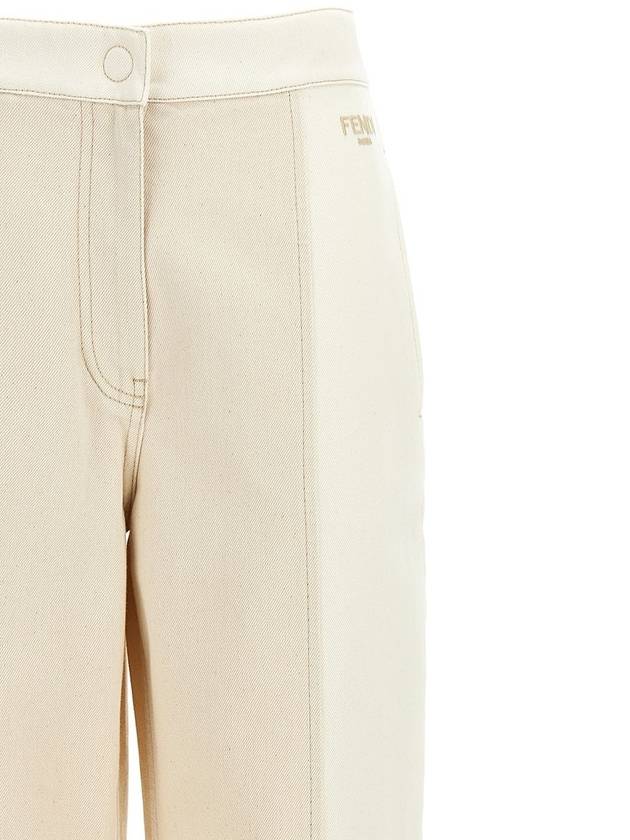 Fendi Two Tone Long Jeans White