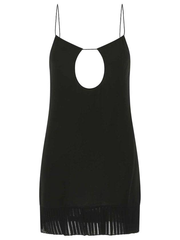 Saint Laurent Backless Viscose Short Dress Black