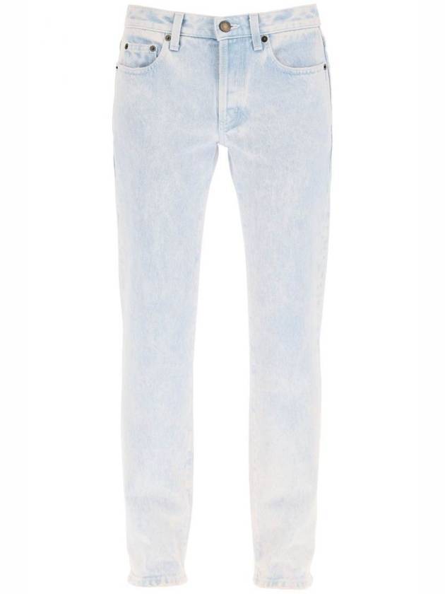 Saint Laurent Women's Logo Skinny Jeans Light Grey