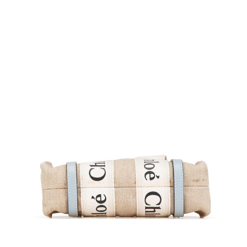 Chloe Woody Mini Canvas Leather Handbag