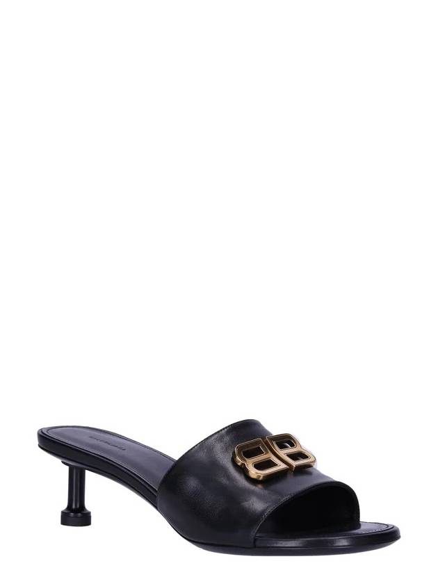 Balenciaga BB Leather Slipper Heels Black