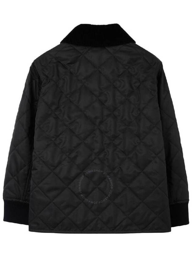 Burberry Kids Corduroy Collar Diamond Quilted Jacket Black