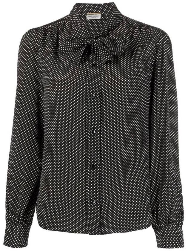 Saint Laurent polka dot pussy bow blouse