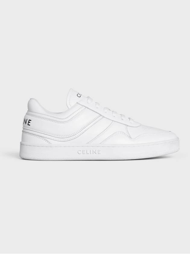 CELINE Trainer Calfskin Lace Up Low Top Sneakers White