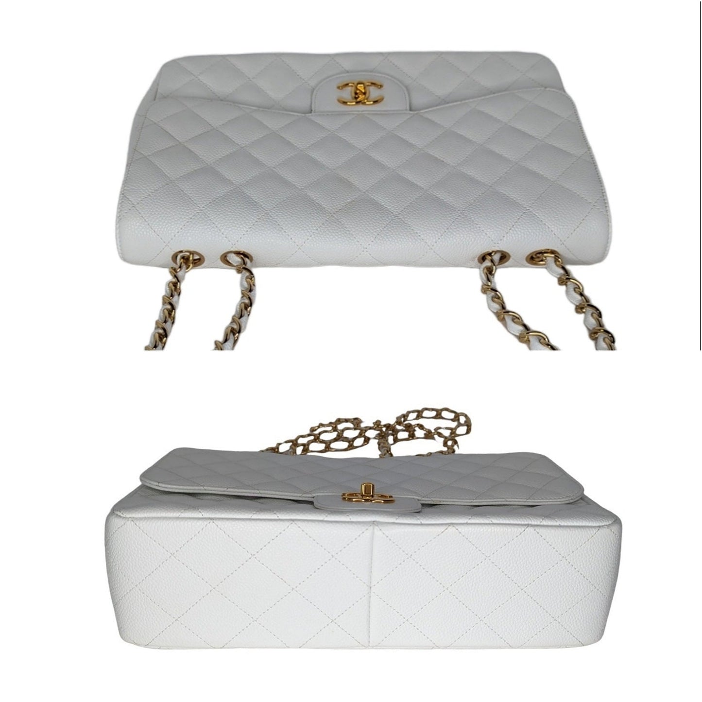 Chanel bag Vintage Classic Quilted Caviar Single White Jumbo Flap