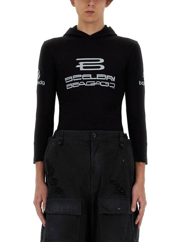 Balenciaga Logo Print Hoodie Black