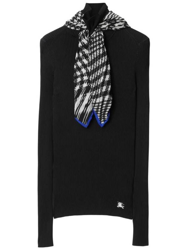 Burberry Scarf Detail Rib Knit Top Black
