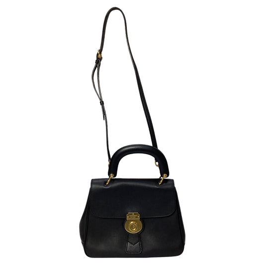 Burberry DK88 Medium Top Handle Bag in Black Leather