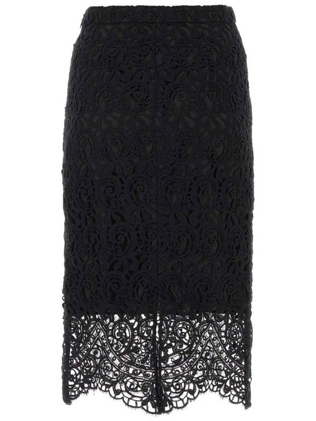 Burberry Women's Macrame Lace Pencil Skirt Black