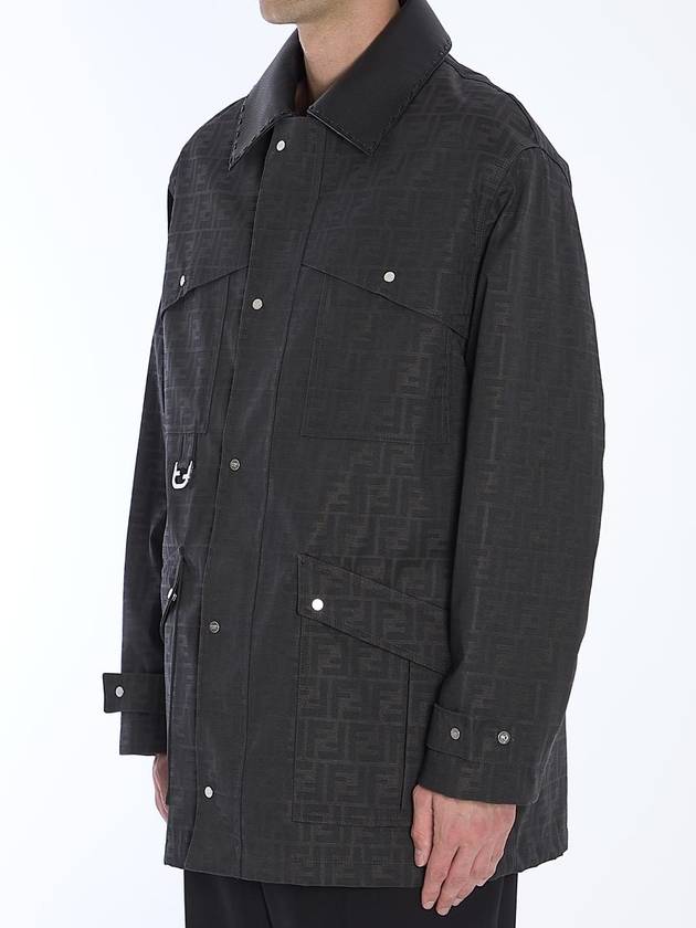 Fendi Waxed FF Jacquard Blouson Jacket Brown