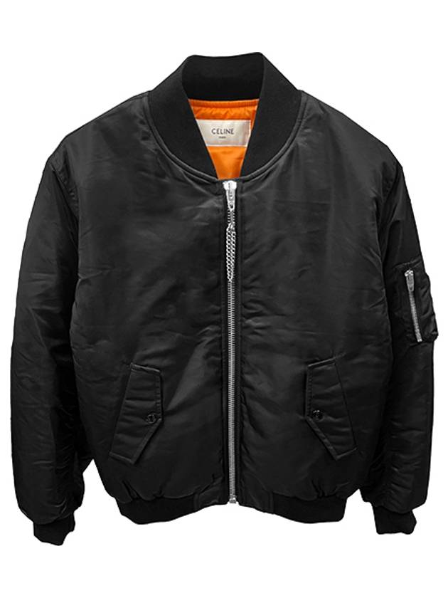 CELINE Nylon Twill Logo Bomber Jacket Black