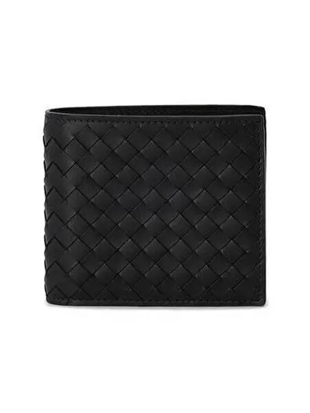 Bottega Veneta Men's Intrecciato Half Wallet Dark Grey
