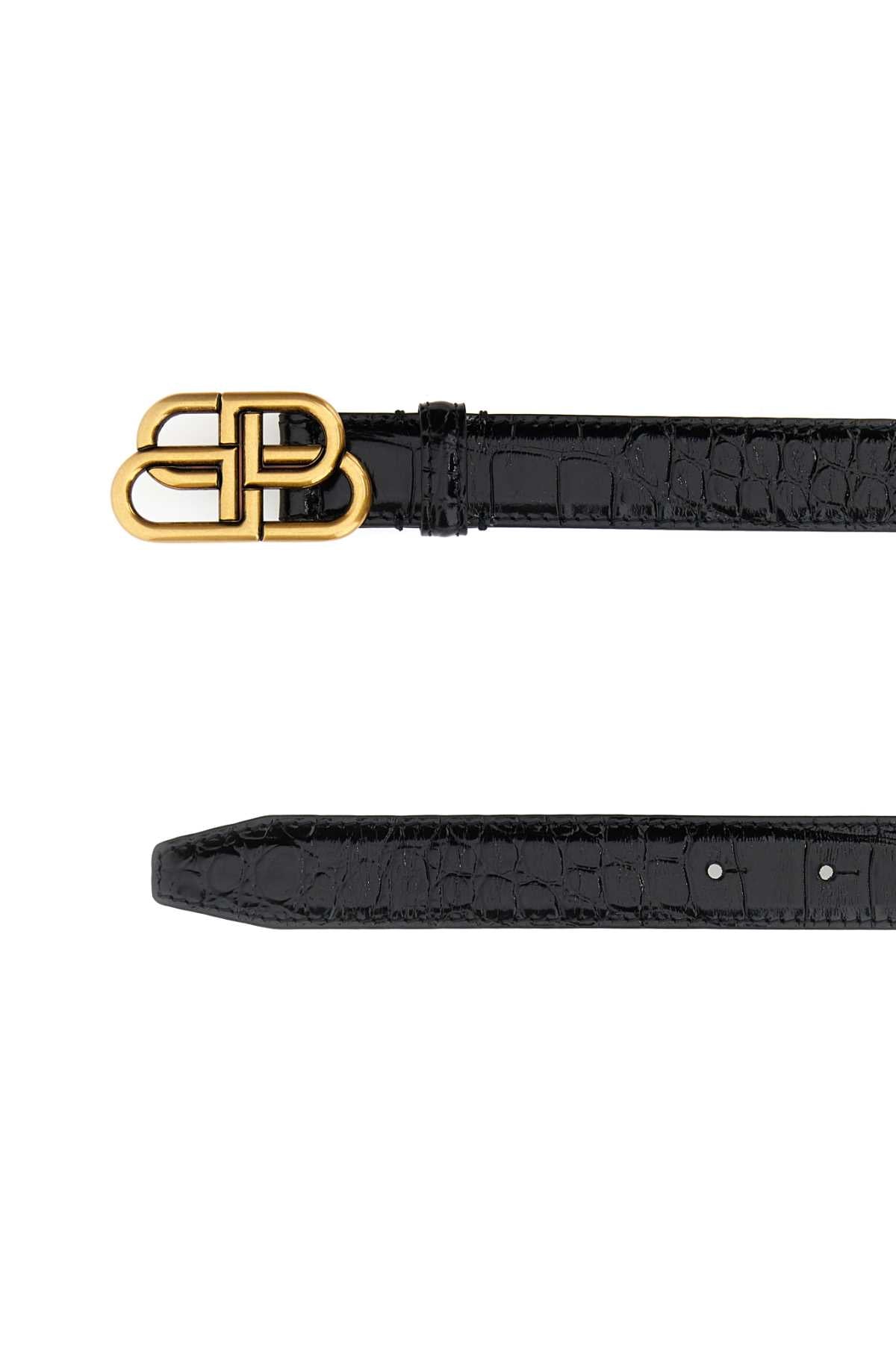 Balenciaga Women Black Leather Bb Belt
