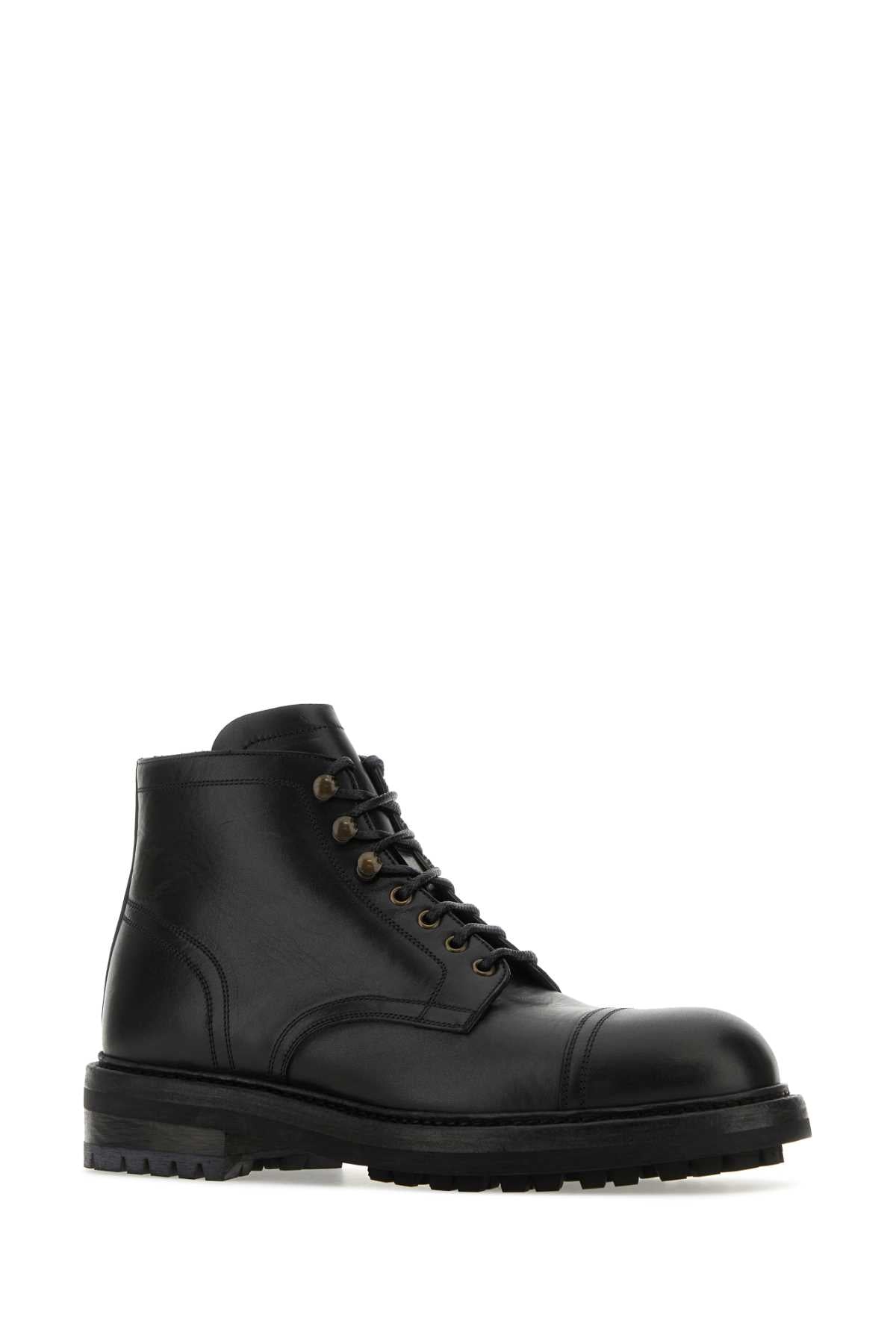 Dolce & Gabbana Men Black Leather Re-Edition Ankle Boots