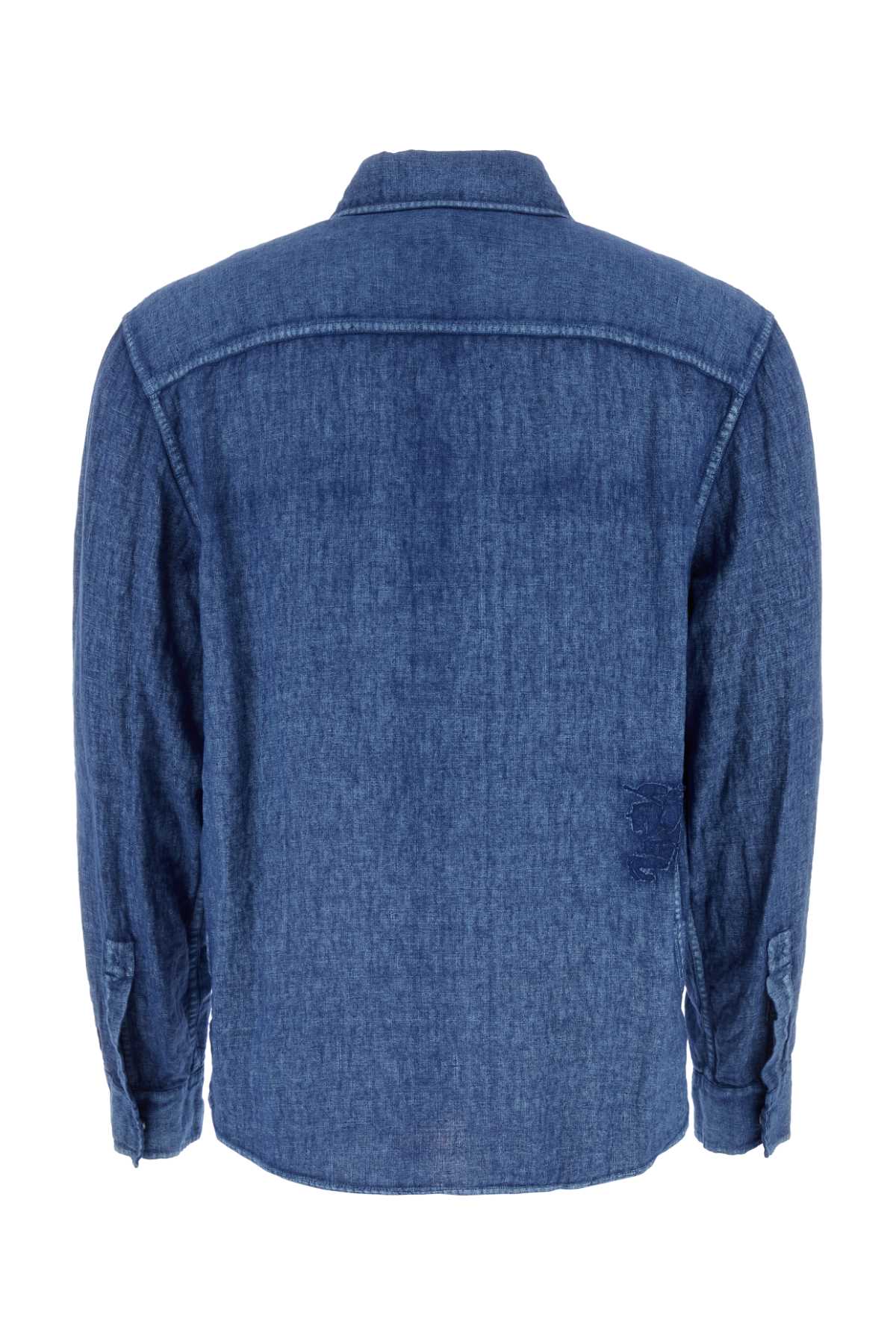 Burberry Men Denim Blue Linen Shirt