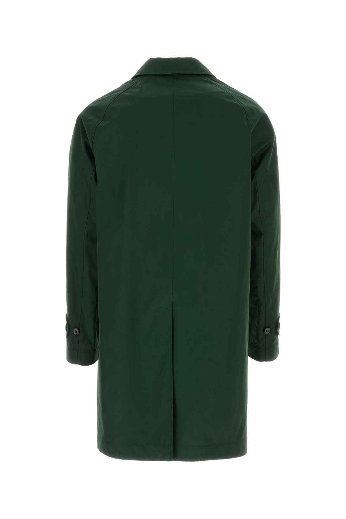 Burberry Men Bottle Green Gabardine Reversible Overcoat