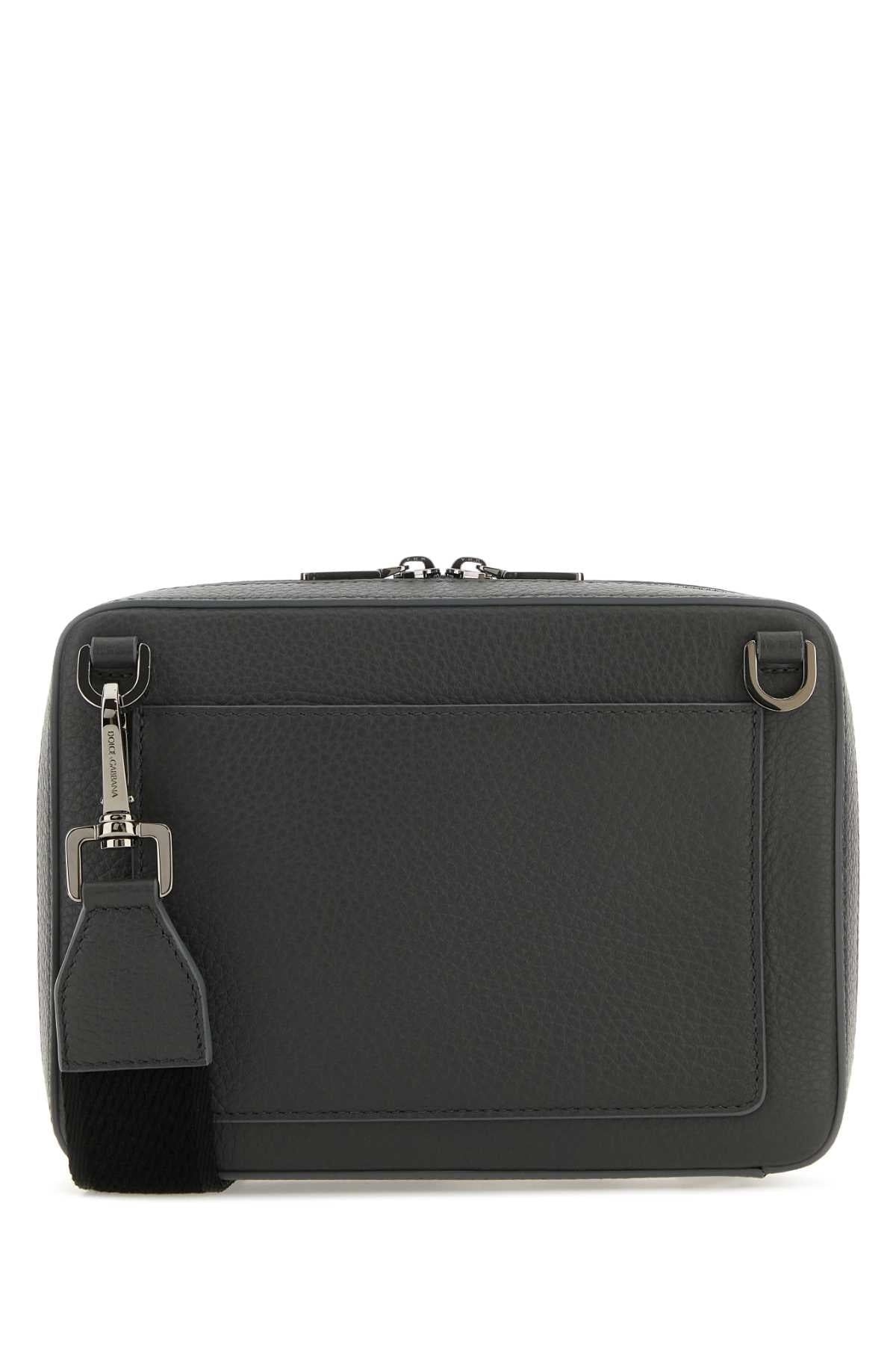 Dolce & Gabbana Men Dark Grey Leather Crossbody Bag