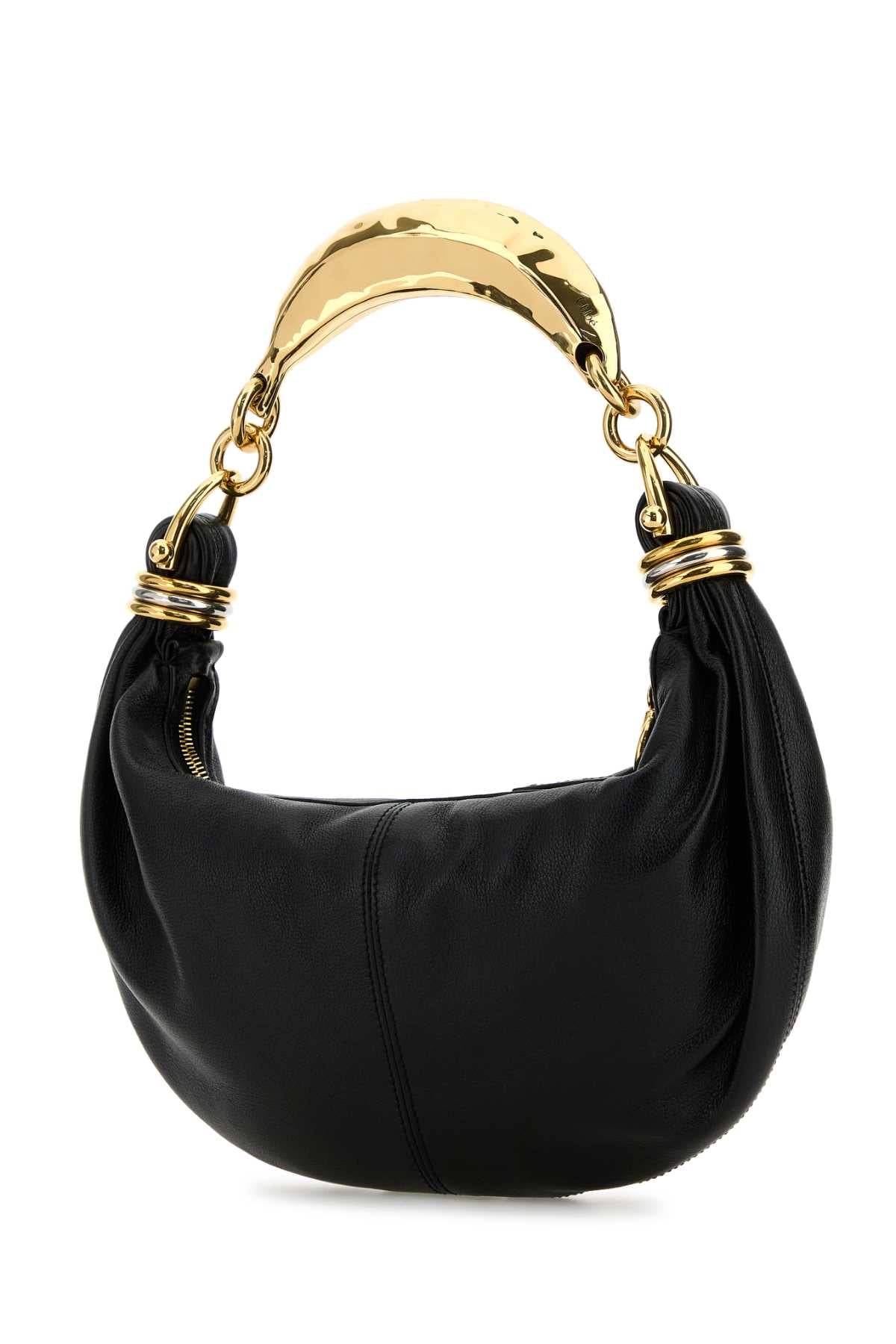 Chloe Women Black Leather Small Bracelet Hobo Shoulder Bag