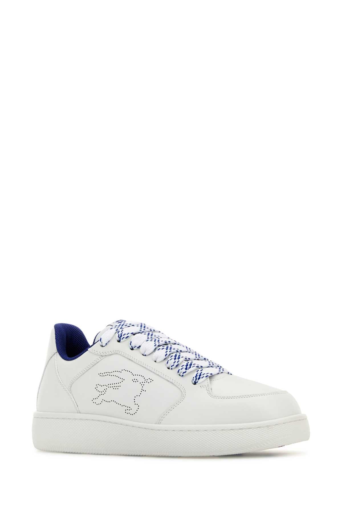 Burberry Women White Leather Stock Sneakers
