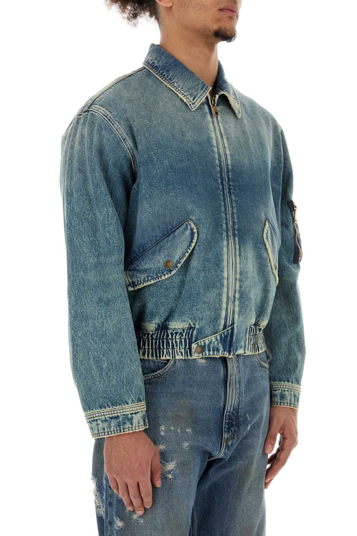 Dolce & Gabbana Men Denim Bomber Jacket
