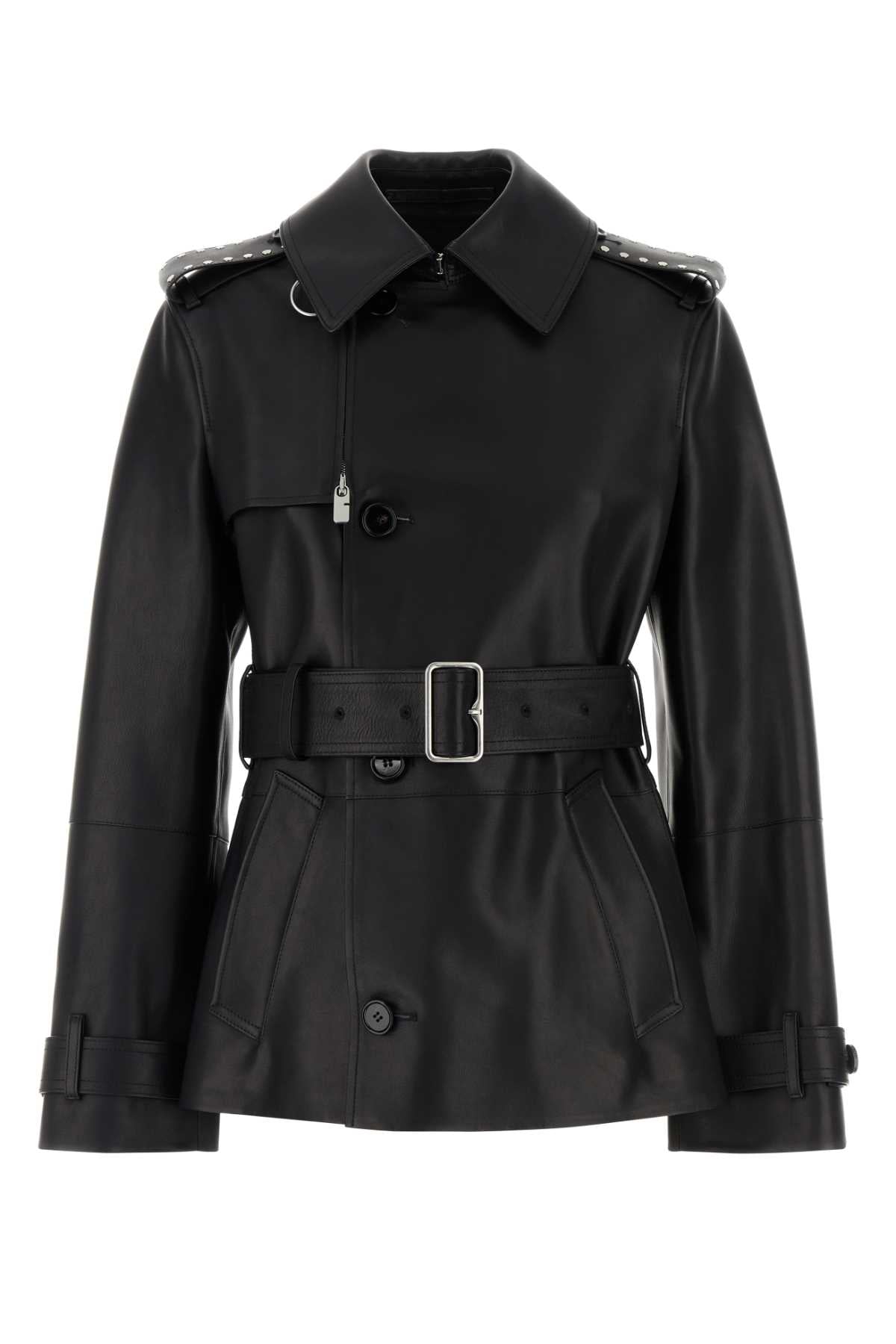 Burberry Women Black Leather Jacket