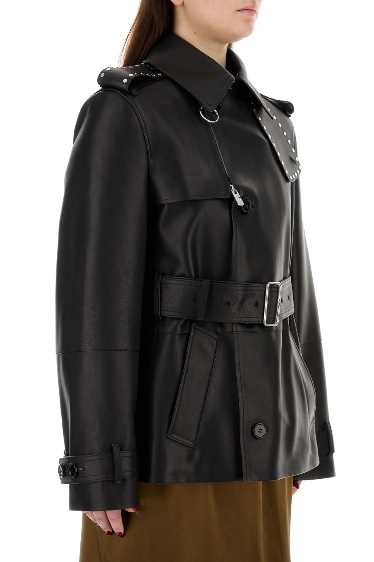Burberry Women Black Leather Jacket