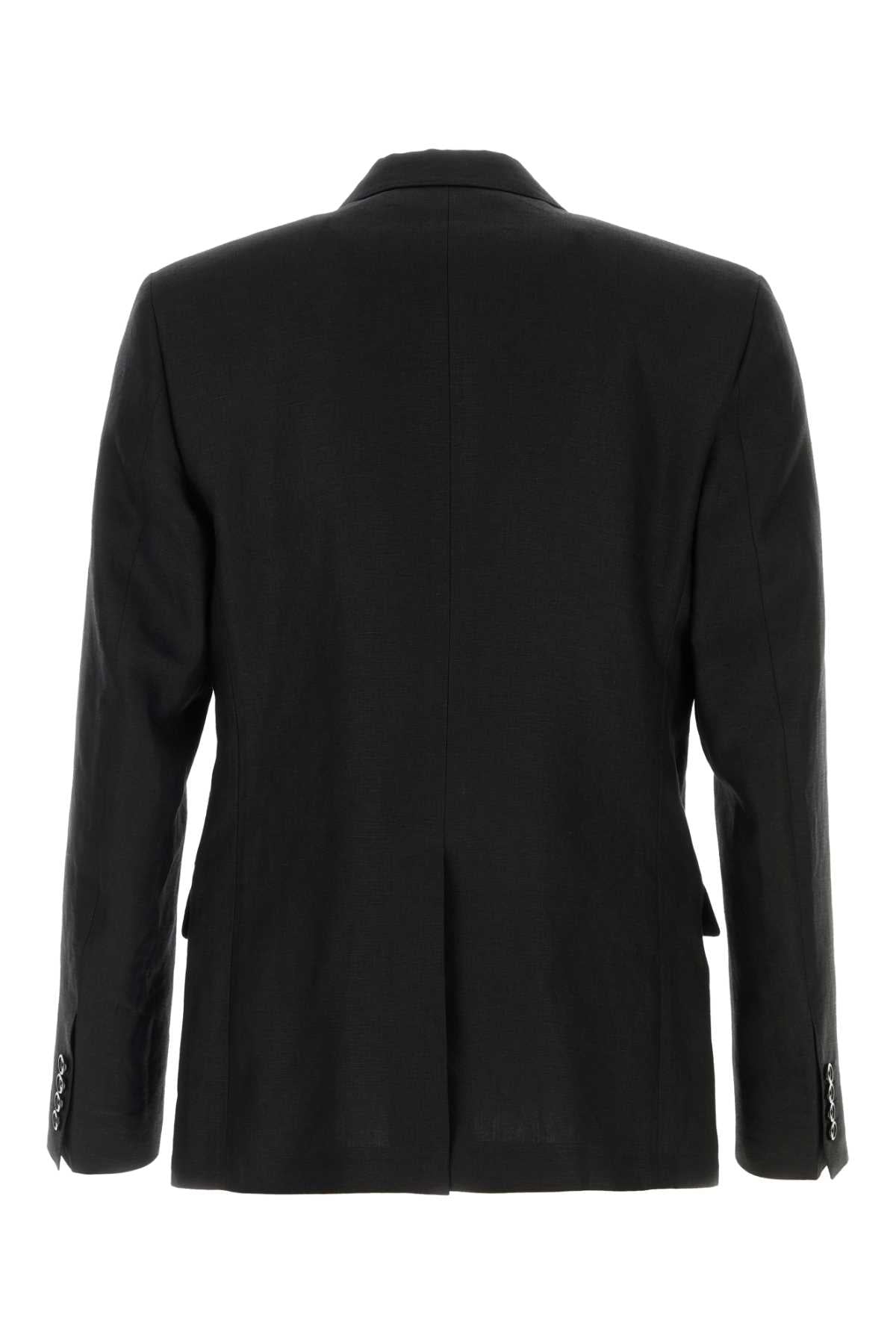 Dolce & Gabbana Men Black Linen Blazer