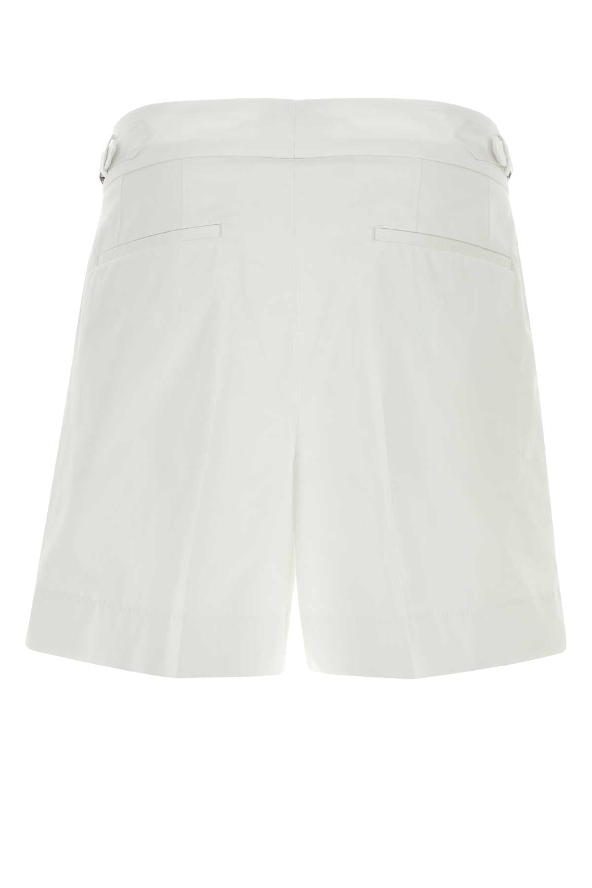 Dolce & Gabbana Men White Stretch Gabardine Bermuda Shorts