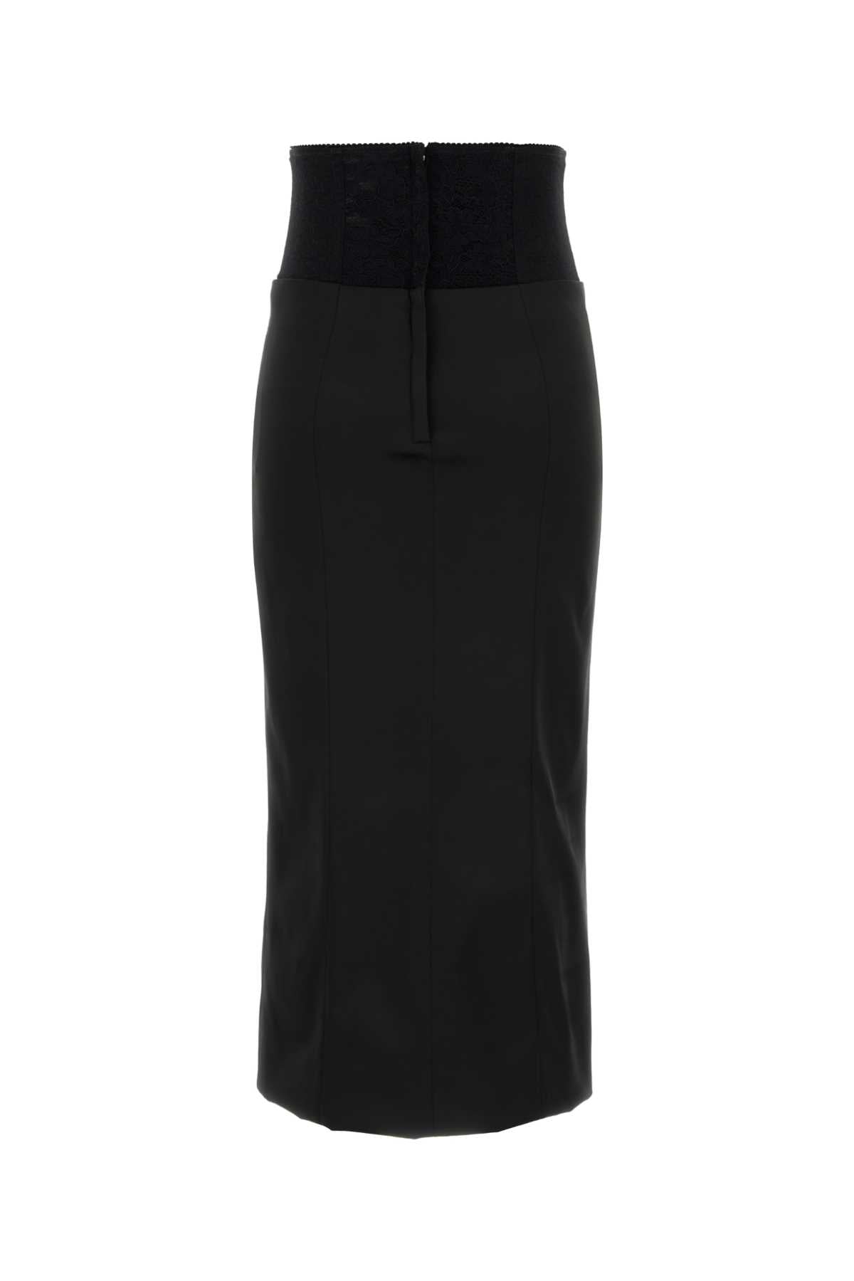 Dolce & Gabbana Women Black Satin Skirt