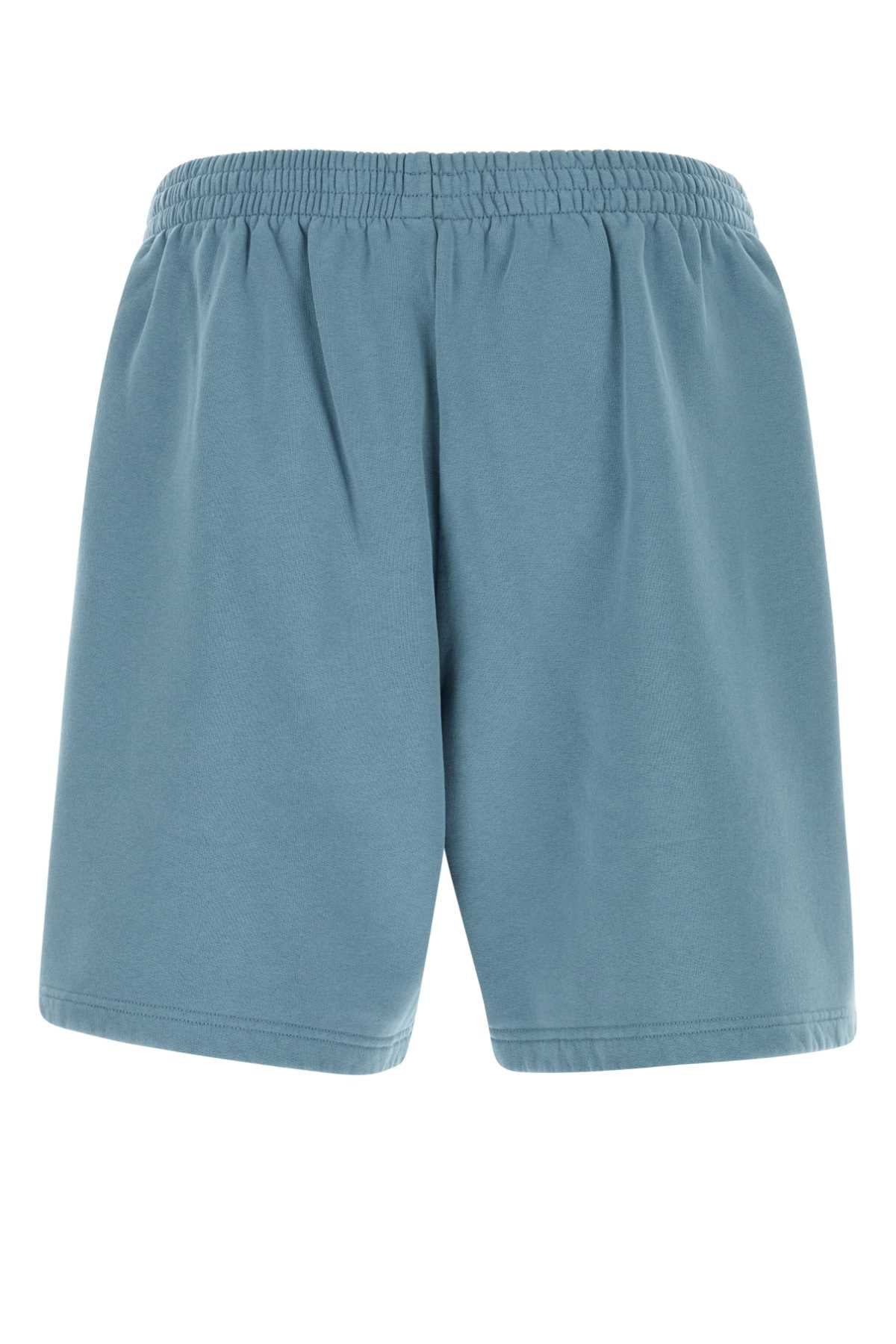 Balenciaga Men Light-Blue Cotton Bermuda Shorts