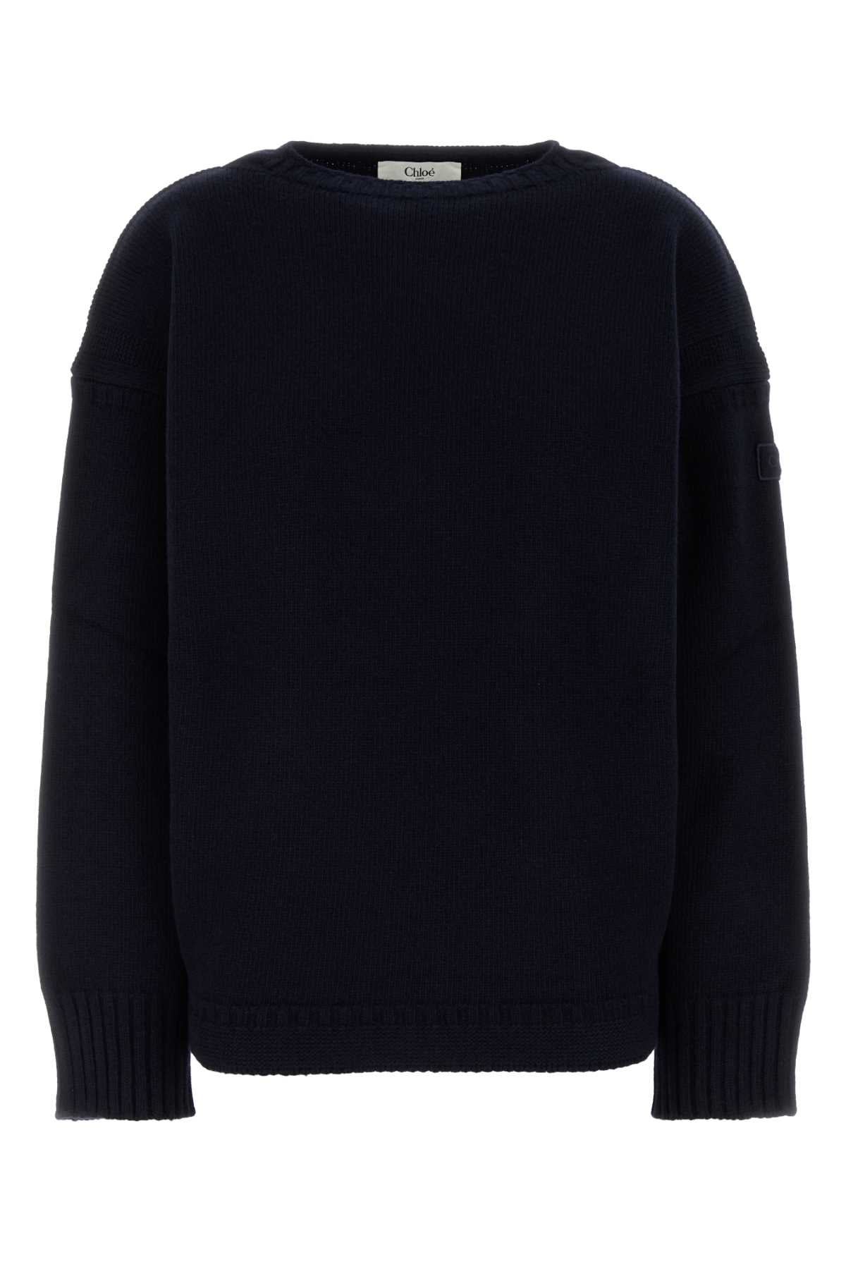 Chloe Women Dark Blue Wool Blend Sweater