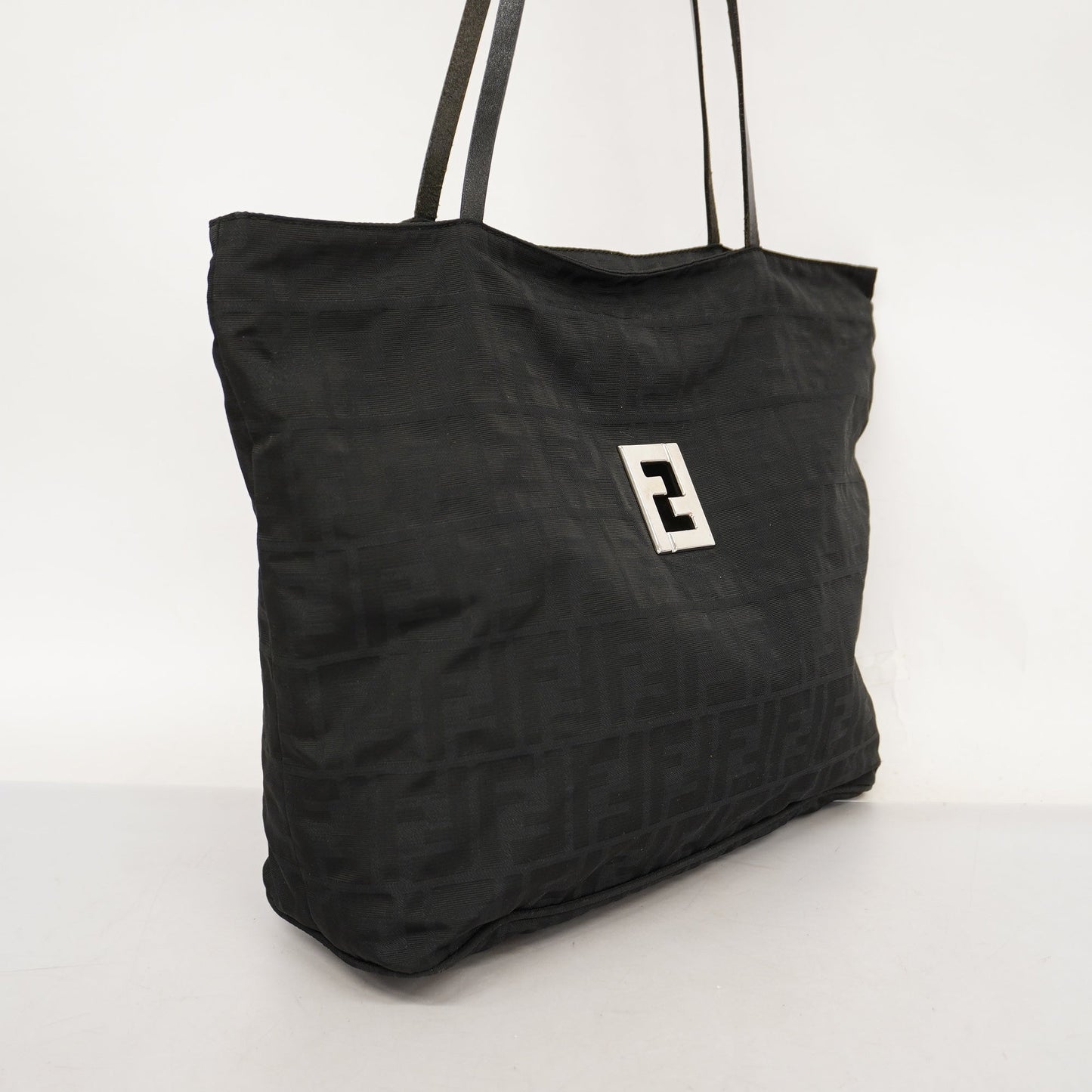 FENDIAuth Zucca Tote Bag Women's Nylon Canvas,Leather Black