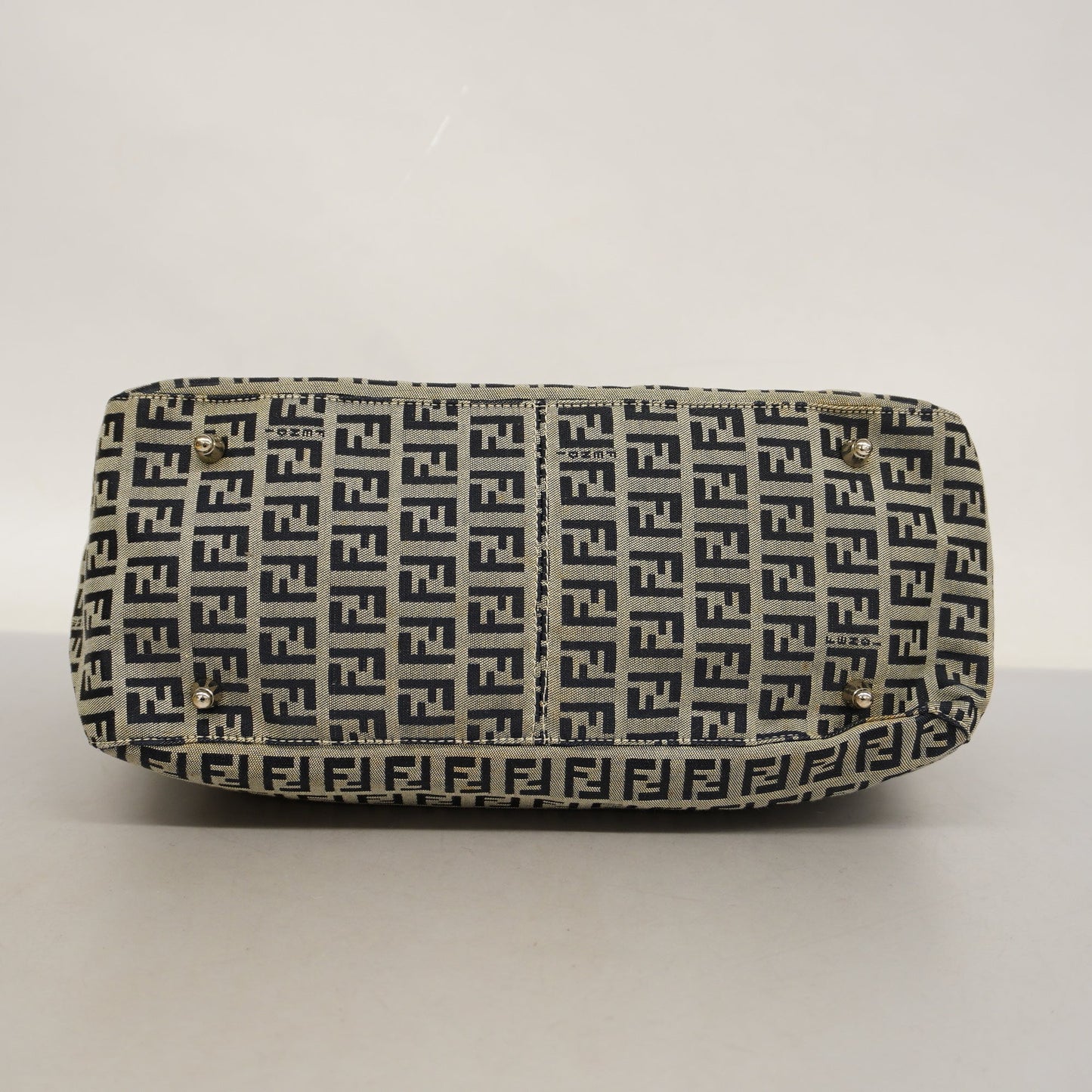 FENDIAuth Zucchino Handbag Women's Canvas Navy