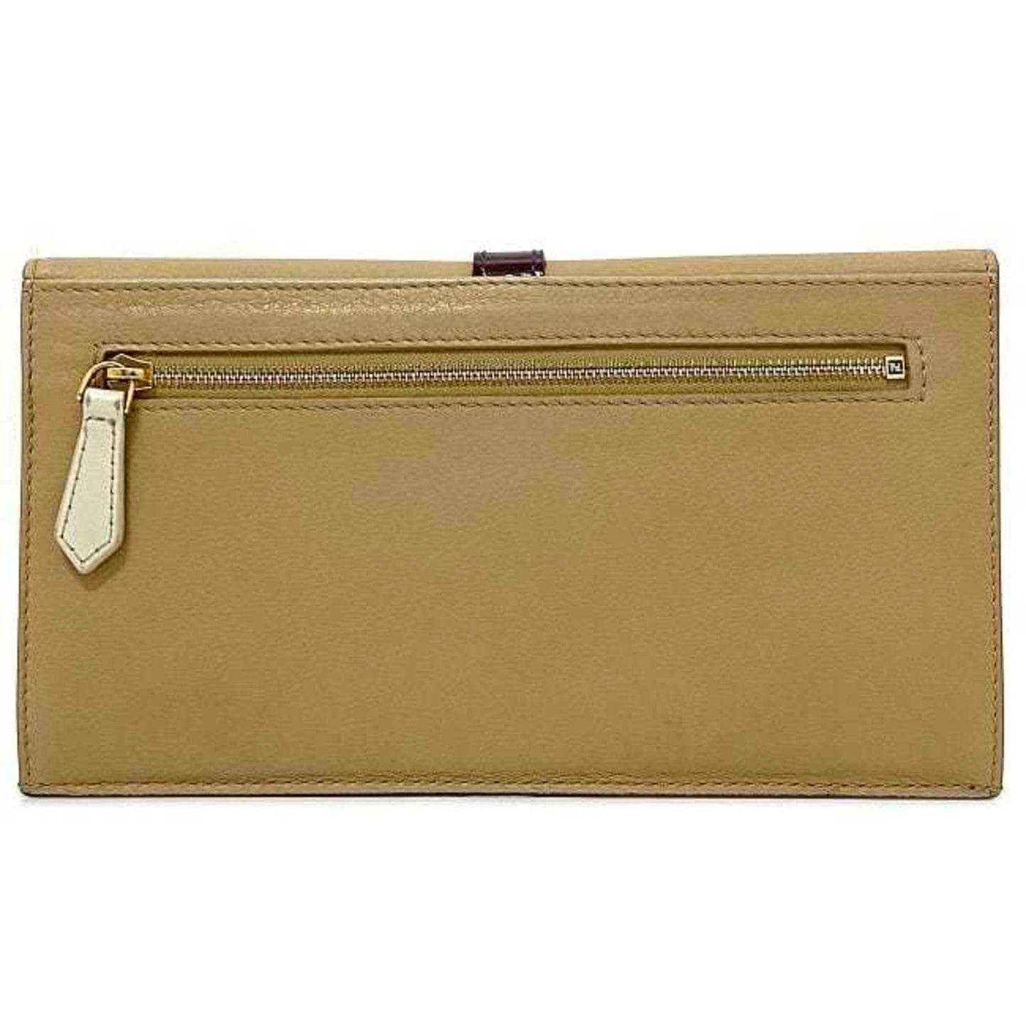 FENDI Bifold Long Wallet White Beige Wine Red Chameleon 8M0283 Patent Leather Flap Clutch Bag Belt Women's