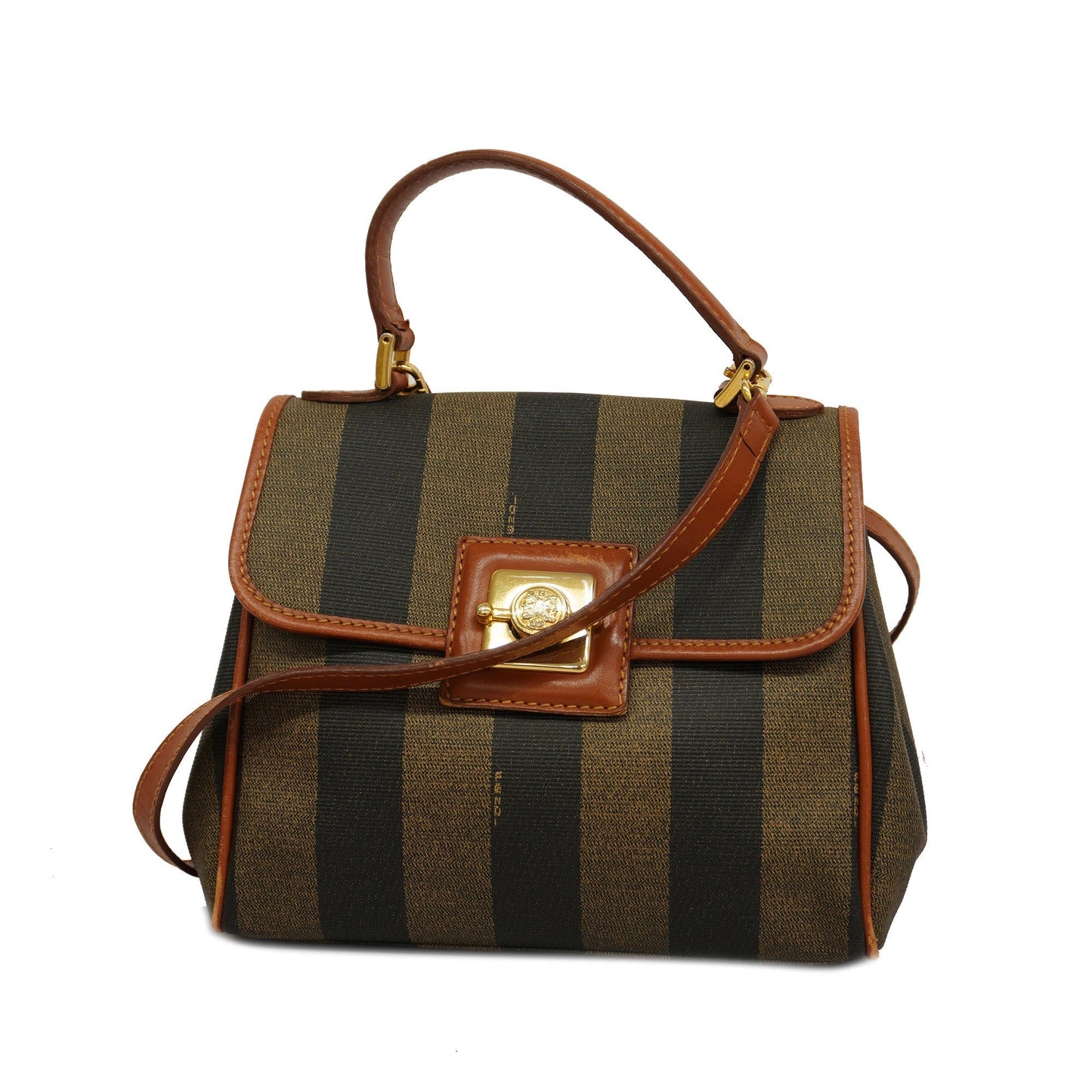 FENDIAuth Pequin 2 Way Bag Women's PVC,Leather Handbag,Shoulder Bag Brown