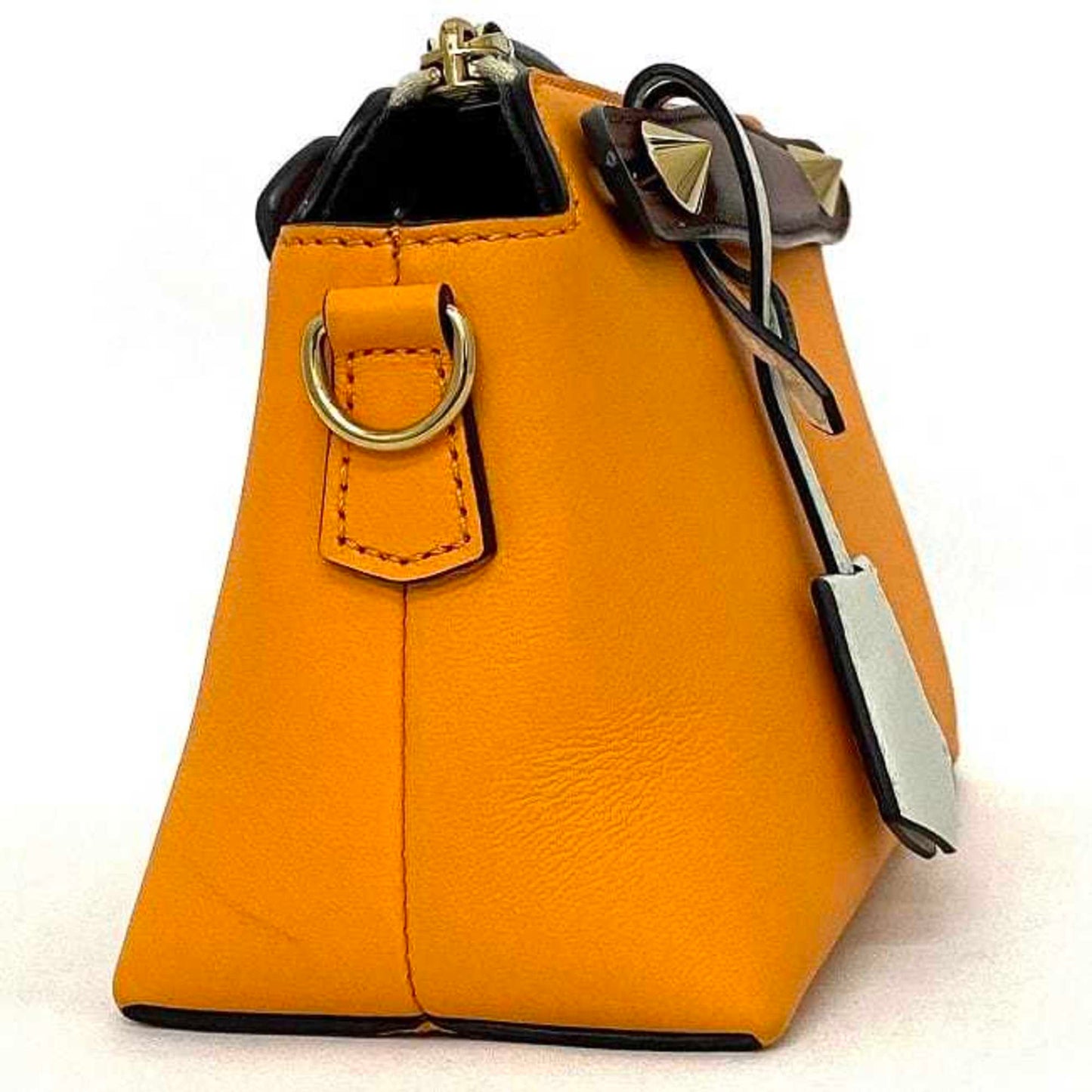 FENDI 2way visor way orange white brown 8BL145 leather shoulder bag handbag pochette studs ladies