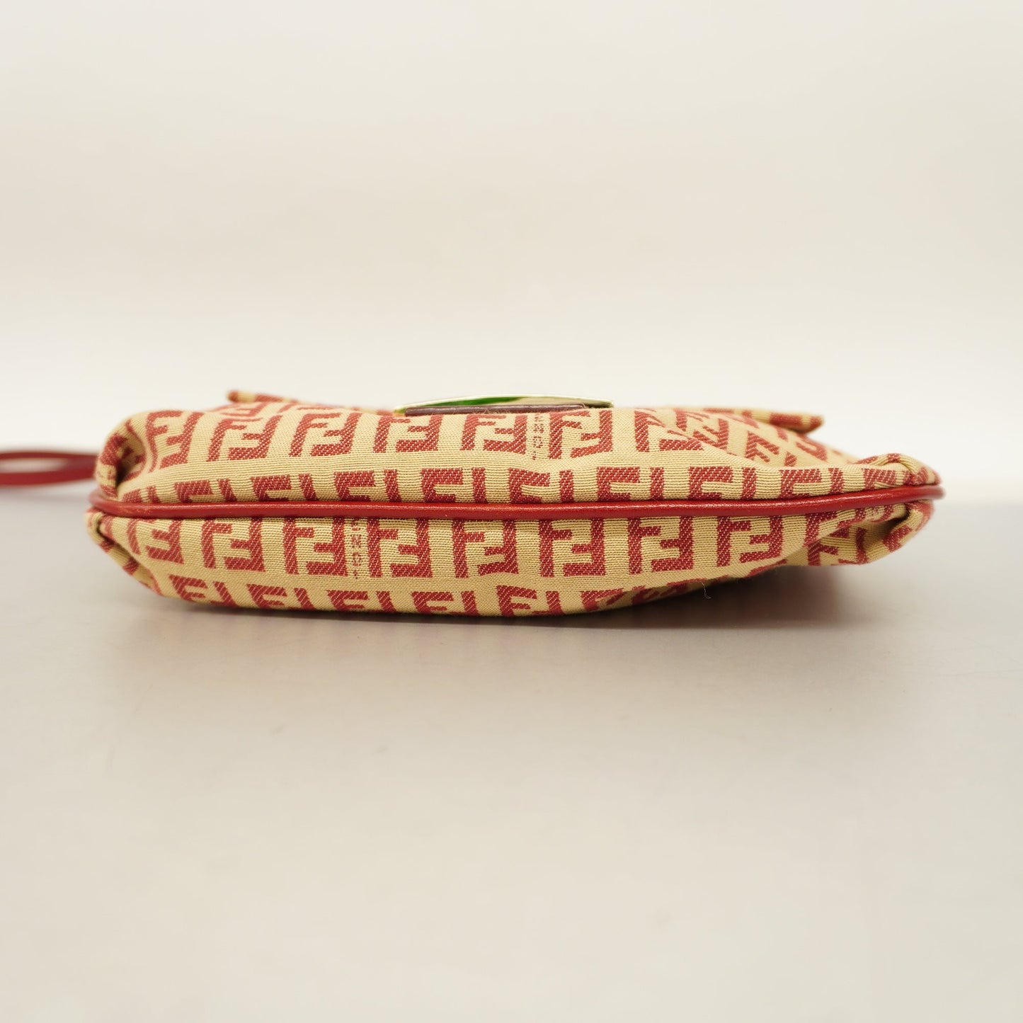 FENDIAuth Zucchino Shoulder Bag Women's Canvas Shoulder Bag Beige,Red Color