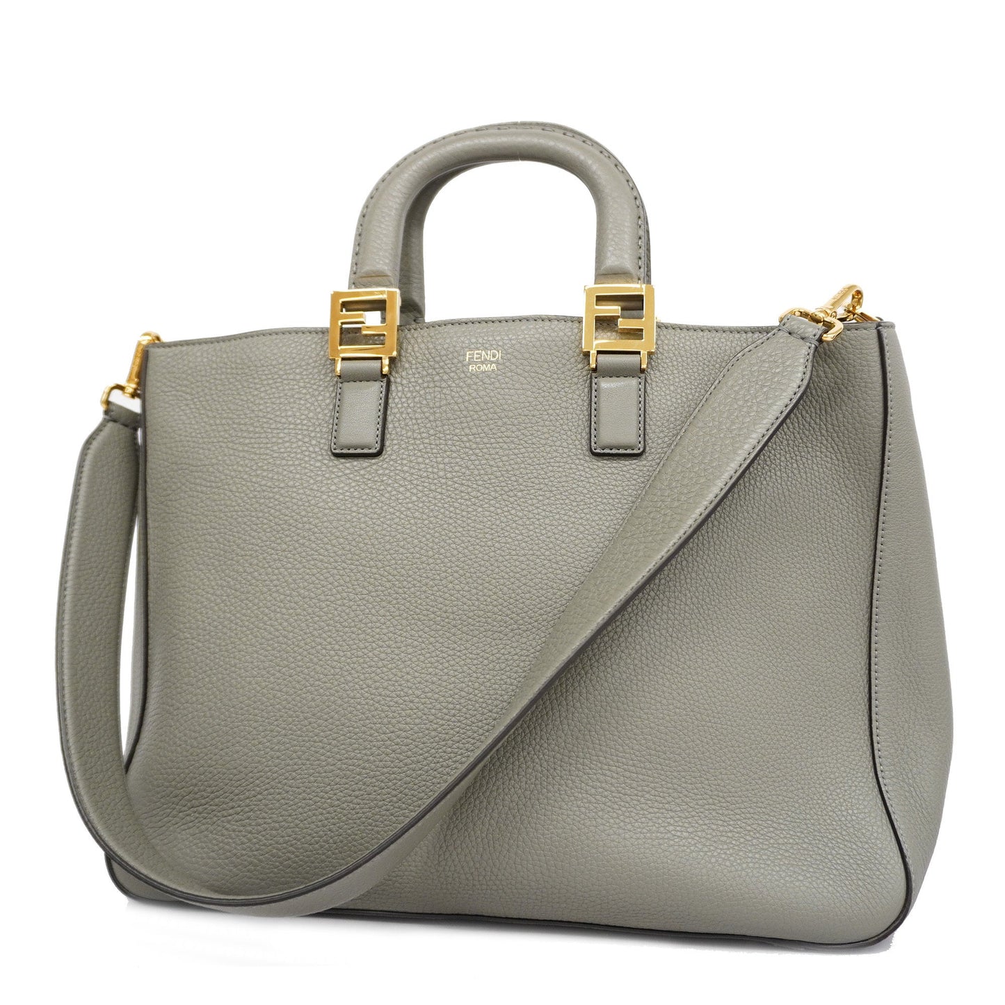 FENDIAuth Selleria 2way Bag Peekaboo Women's Leather Handbag,Shoulder Bag Gray
