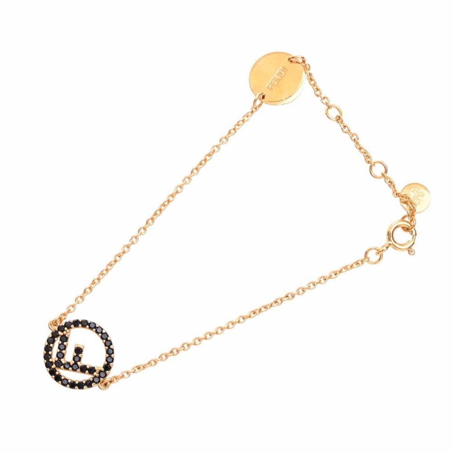 FENDI F is Rhinestone Circle Bracelet 8AG761 Black Ladies