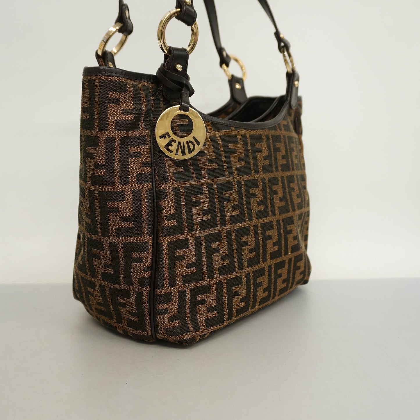 FENDIAuth Zucca Tote Bag Women's Nylon Canvas Brown