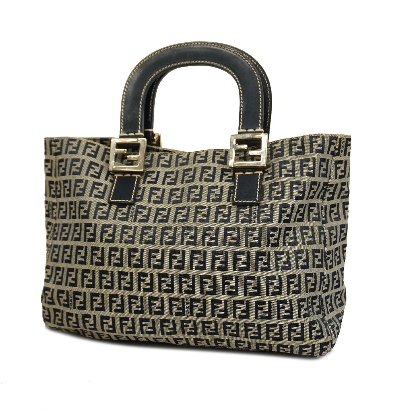 FENDIAuth Zucchino Handbag Women's Canvas Navy