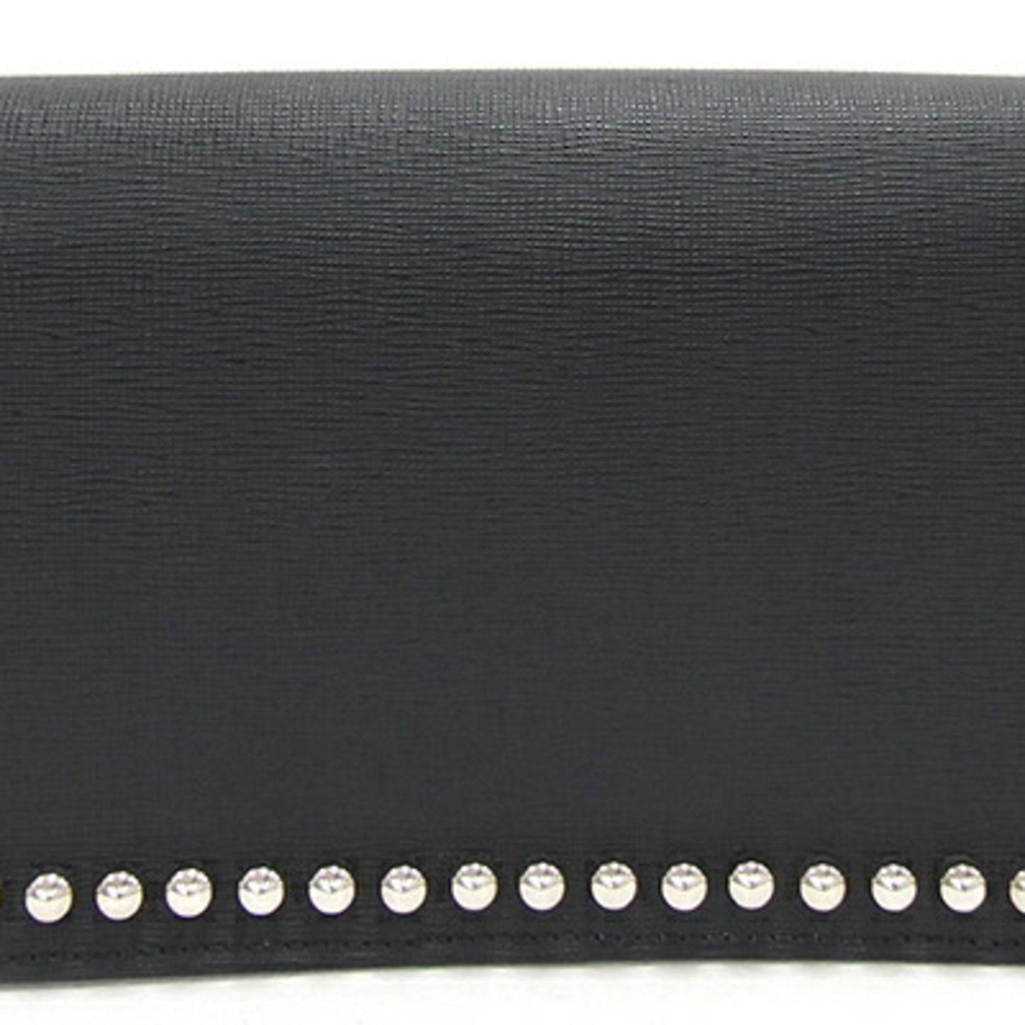 FENDI Chain Karl Lagerfeld 8M0346 Black Leather Shoulder Studs Ladies