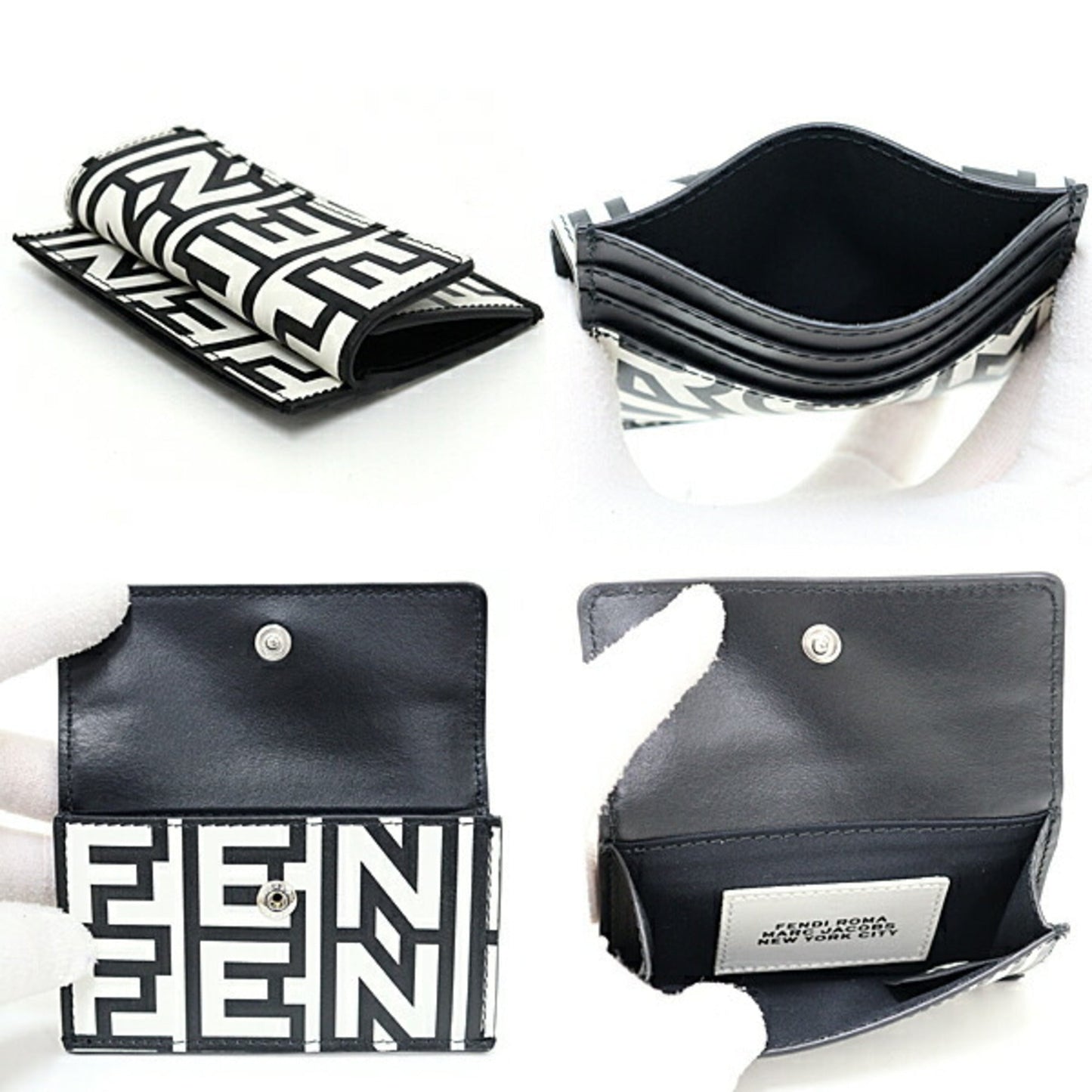 FENDI ROMA Card Case by MARC JACOBS Coin Business Holder Black White