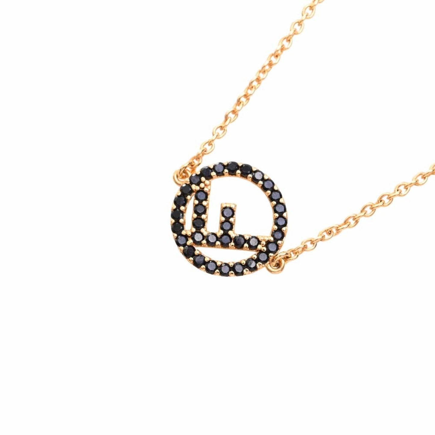 FENDI F is Rhinestone Circle Bracelet 8AG761 Black Ladies
